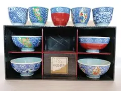 未使用　有田焼 清秀 飯碗 湯飲み　お茶碗　絵変り ご飯茶碗 飯碗揃 湯呑み