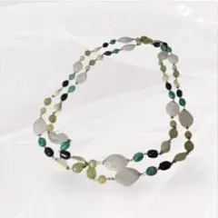 天然石 多層ネックレス ホワイト グリーン