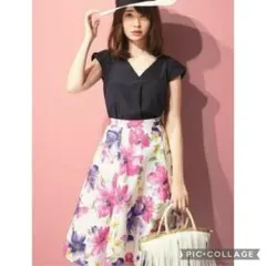 【新品タグ付】リランドチュール 大花柄フレアスカート 1