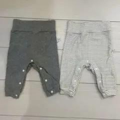 ベビー服 腹巻きパンツ 2点セット グレー ストライプ 股開き グリッパー