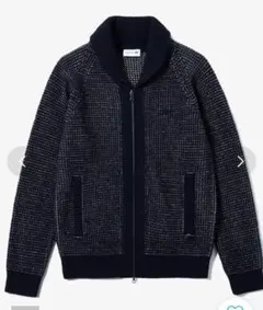 美品 LACOSTE ツイードニットジップカーディガン ネイビー US S