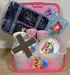 テメ白２　ディズニープリンセス　カゴ＆お皿＆マグカップ＆トートバッグ＆巾着