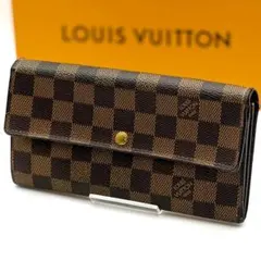 ルイ ヴィトン ポルトフォイユ サラ ダミエ　エベヌ 長財布 10枚 カード