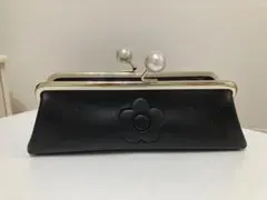 【美品】MARY QUANT エンボスデイジーパールがま口ペンケース ブラック