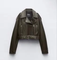 ZARA フェイクレザークロップドライダースジャケット