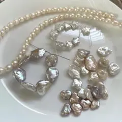 半額以下❣️天然淡水パールルースアソート　バロック　蝶々　異形　ハンドメイドパーツ