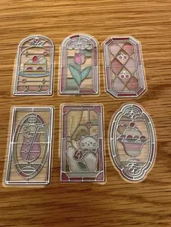 おすそ分け　グラスパーラー　ステッカー　クリアステッカー　シール　ケーキ　ネコ