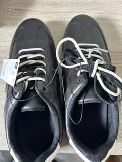 新品未使用　GU ダブルシューレースフラットスニーカー　黒　23.5 Mサイズ