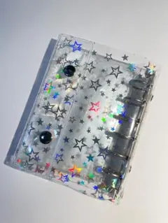 【新品・未使用】シール帳 バインダー ホログラム星柄 クリア サイズA7