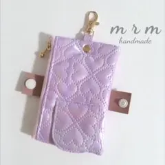 1658 ハート　ピンク　パープル　GPSケース キーケース　ハンドメイド