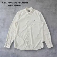 A BATHING APE PLAYBOY 日本製 コラボ長袖シャツ 白 M