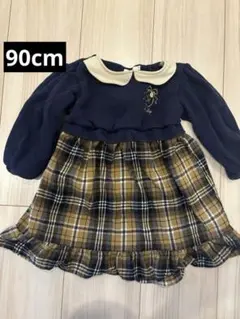 SLAP SLIP ワンピース 90サイズ　ネイビー・チェック