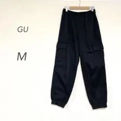 ジーユー/カーゴジョガーパンツ/M/ブラック/綿混/ウエスト総ゴム