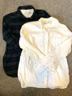 無印 ダークグリーン・ネイビーとホワイトシャツ　 Sサイズ2枚セット