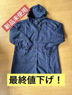新品！ネイビーフード付レインコート アウター ロングコート 2XL