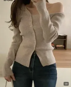 Dazy オフショルダー ニット ベージュ M モカブラウン shein