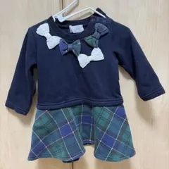 WILL MERY ワンピース 80 フォーマル リボン チェック 長袖