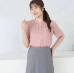 8/10まで　割繊デザインブラウス　ピンク　Sのサムネイル