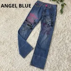 エンジェルブルー デニムパンツ 160cm L スタッズ ラメロゴ Y2K レア