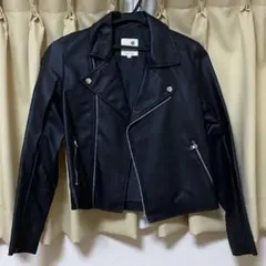 アースミュージックアンドエコロジー ライダースジャケット フェイクレザー 黒　S