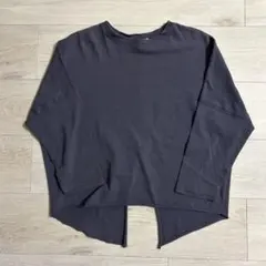 ネイビーグレー 長袖カットソー スリット入り