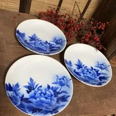 深川製磁 牡丹絵 盛鉢 大皿 染付27.5cm - メルカリ