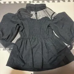 GRL ダークグレー シースルー長袖トップス