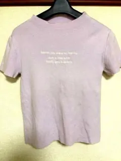 リエンダ/F/ラベンダー/無地/半袖ニット/ロゴ刺繍/伸縮素材/春夏/トップス