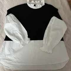 ザラ　ZARA　フリル　長袖　ブラウス　黒　XL