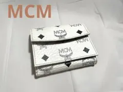 MCM 三つ折り財布 ヴィセトス柄 ホワイト財布 ウォレット