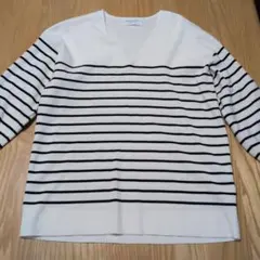 未使用 OPAQUE.CLIP ボーダー Vネック 五分袖セーター（匿名配送）