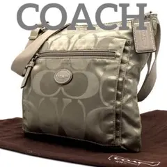 美品 コーチ ショルダーバッグ シグネチャー 総柄ナイロン 軽量 サコッシュ
