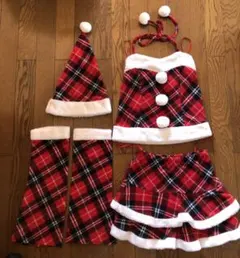 チェック柄 サンタクロース サンタコスプレ4点セット