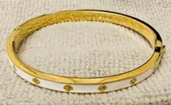 【未使用・正規品】ケイトスペード　エナメルヒンジバングル　ホワイト&ゴールド