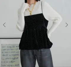 vis ラメドットベロアキャミトップス