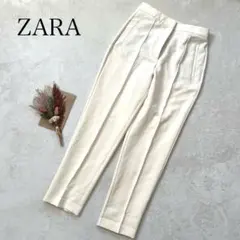 美品✨【ザラ】Mスラックス ストレートタックパンツ フォーマルオフィスカジュアル
