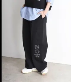 エイミーロウ　DAY NOW ロゴ刺繍 ワイドパンツ イージーパンツ　ブラック