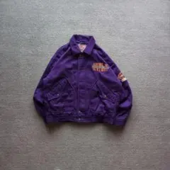 希少90s ヴィンテージ 中綿ジャケット 刺繍ロゴ 2WAY 短丈 パープル M