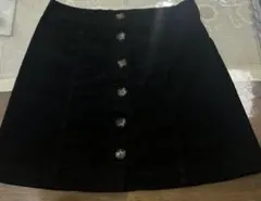 ブラック コーデュロイ ミニスカート 36 黒　秋冬