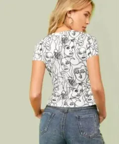 顔プリント クロップドTシャツ 半袖【ZARA】