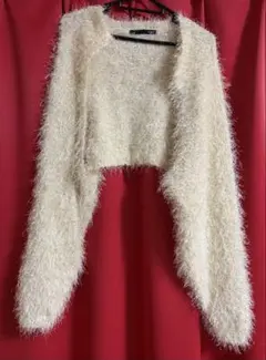 Heather カーディガン クロップド丈 ショート丈 ホワイト フリーサイズ