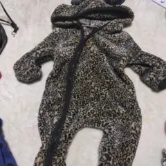 ヒョウ柄フリースロンパース 95cm未満