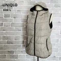 ユニクロ ウルトラライトダウンベスト 千鳥格子 総柄 グレー L C30