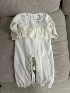 kid´s zoo フリル付きホワイトロンパース 80