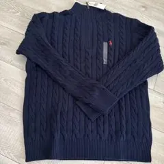 メンズL 紺POLO ラルフローレン ケーブルハーフジップ