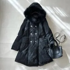 美品 ルイルエブティック♡ラクーンファー ロングダウン ダブル フード Aライン