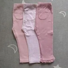 【ユニクロ】レギンス3本セット　10分丈　9分丈　90サイズ　ピンク