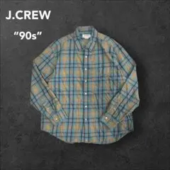 J.CREW 90年代 古着 チェックシャツ ネルシャツ ブルー イエロー