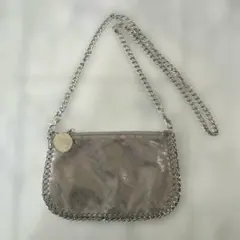 【美品】シルバー ショルダーバッグ　メタリック　チェーンバッグ