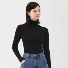 無印良品 洗えるウールハイゲージリブタートルネックセーター